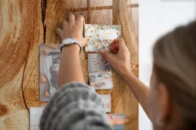 Magnetic glass dry erase board with a natural wood frame