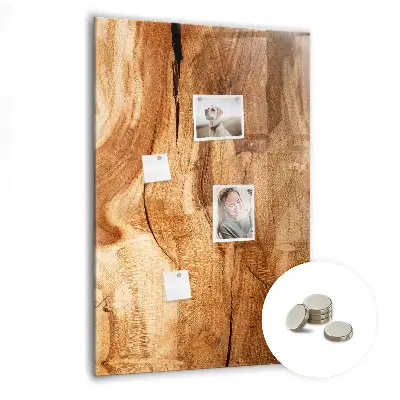 Magnetic glass dry erase board with a natural wood frame