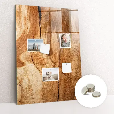 Magnetic glass dry erase board with a natural wood frame