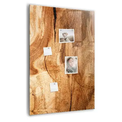 Magnetic glass dry erase board with a natural wood frame