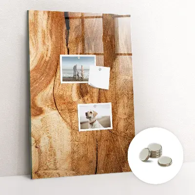 Magnetic glass dry erase board with a natural wood frame