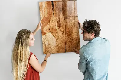 Magnetic glass dry erase board with a natural wood frame