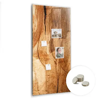 Magnetic glass dry erase board with a natural wood frame