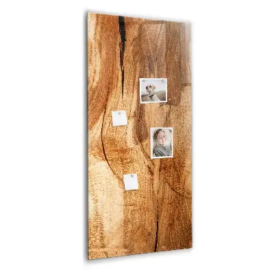 Magnetic glass dry erase board with a natural wood frame