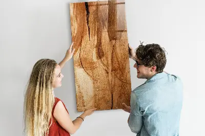 Magnetic glass dry erase board with a natural wood frame