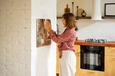 Magnetic glass dry erase board with a natural wood frame