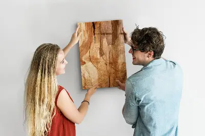 Magnetic glass dry erase board with a natural wood frame
