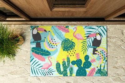 Outdoor door mat Abstract Birds and Plants