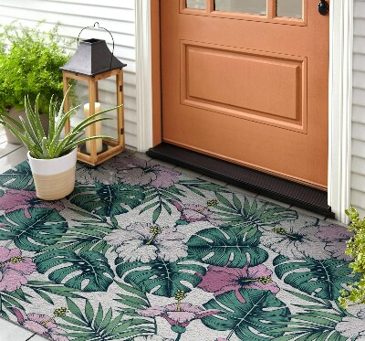 Outdoor door mat Monstera and Flowers