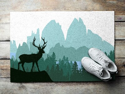 Outdoor floor mat Forest Scenery with Deer