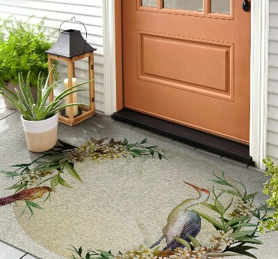 Outdoor mat Crane and Flowers