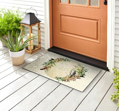 Outdoor mat Crane and Flowers