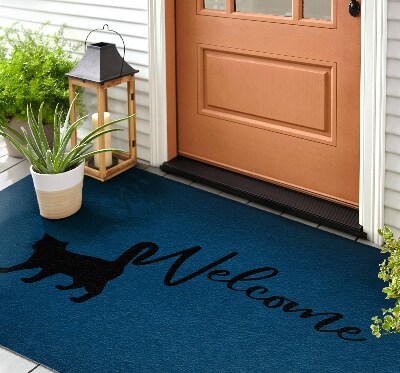 Front door doormat Cat greeting