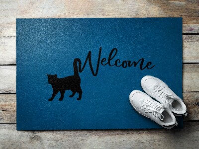 Front door doormat Cat greeting