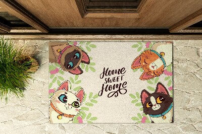 Front door mat Inscription Cats