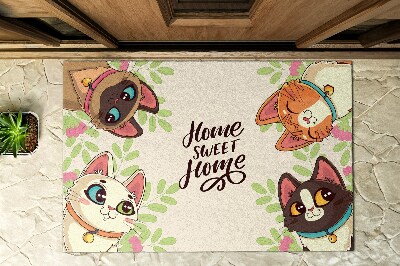 Front door mat Inscription Cats