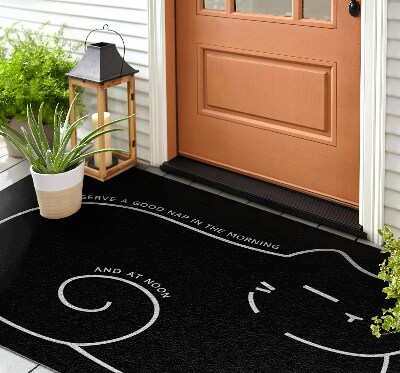 Front door mat Sleeping kitten