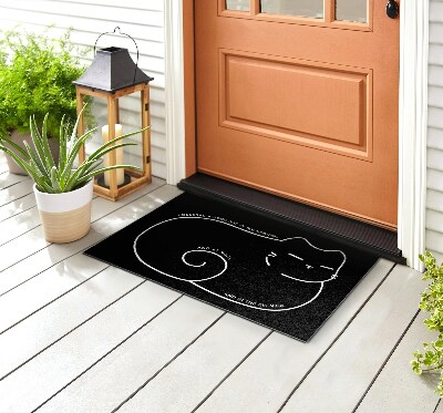 Front door mat Sleeping kitten