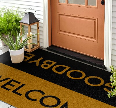 Front door rug Welcome Goodbye
