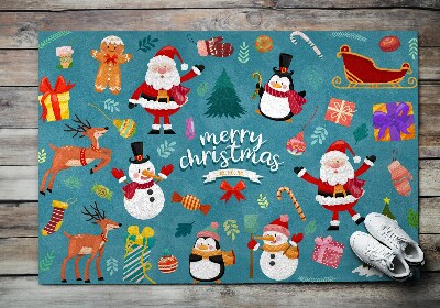 Outdoor mat Father Christmas and snowman
