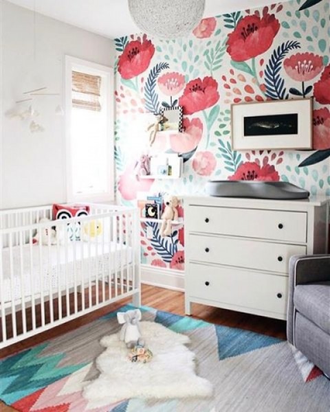 Delightfully Floral Nursery Rooms – Floral Removable Wallpapers for Children