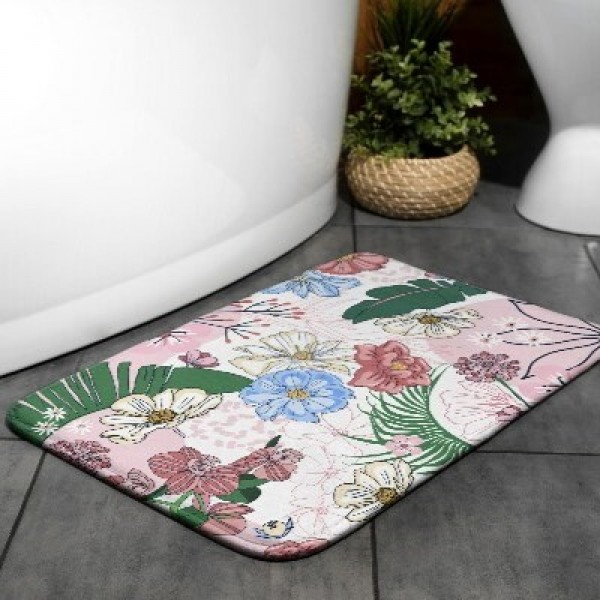 Bath mats with flowers and plants