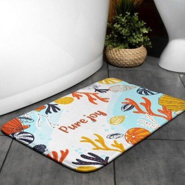 Bath mats with inscription motifs
